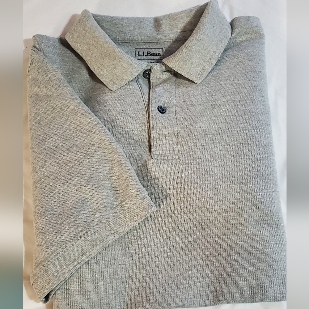 L.L. Bean Heather Gray Men's Polo Shirt. Sz XL reg.